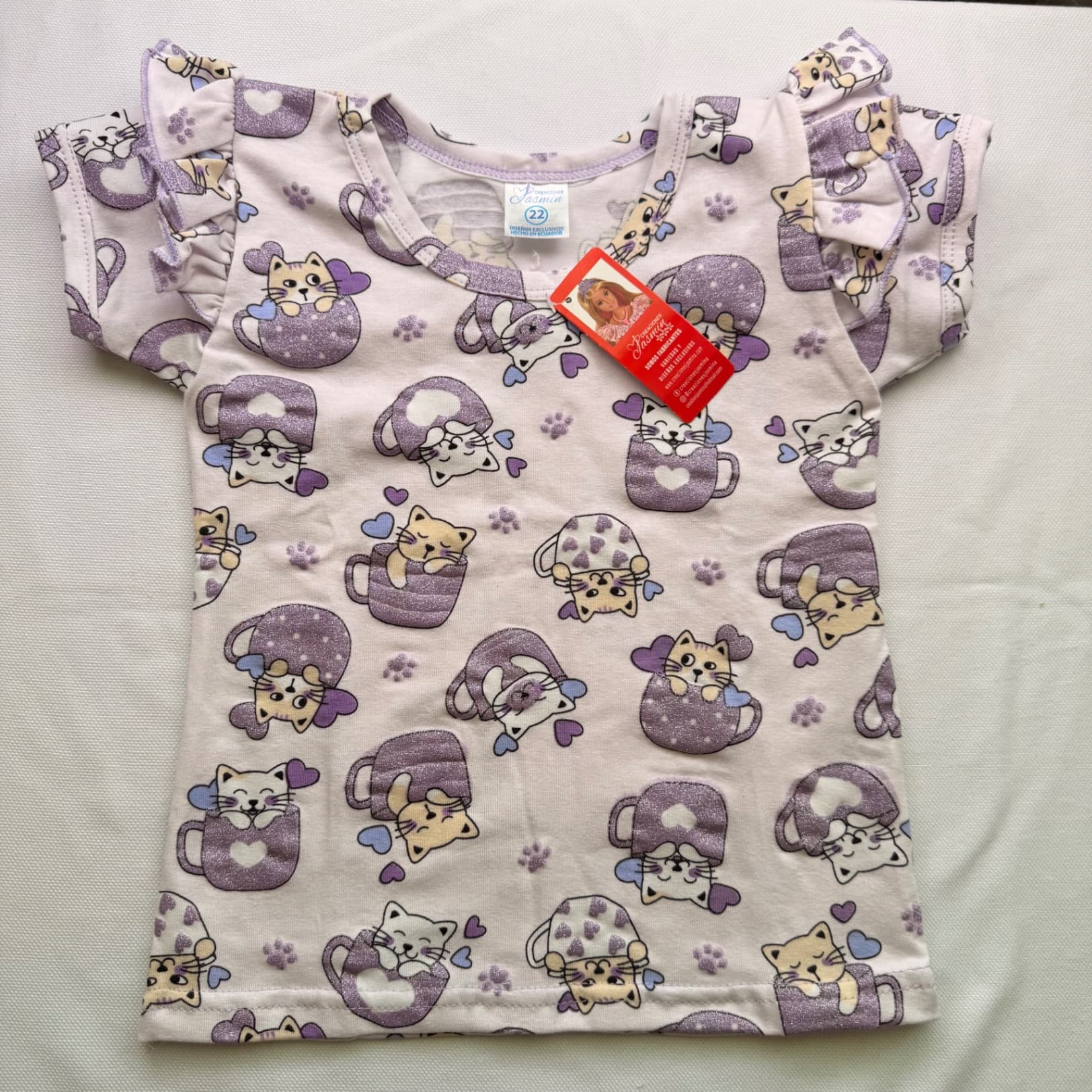 Blusa de gatito color lila